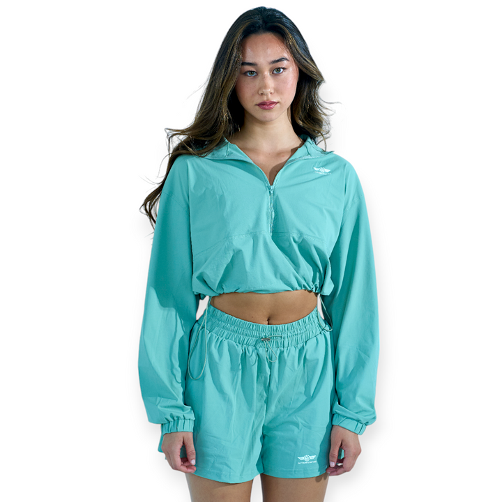 Long sleeve zipper top and shorts set