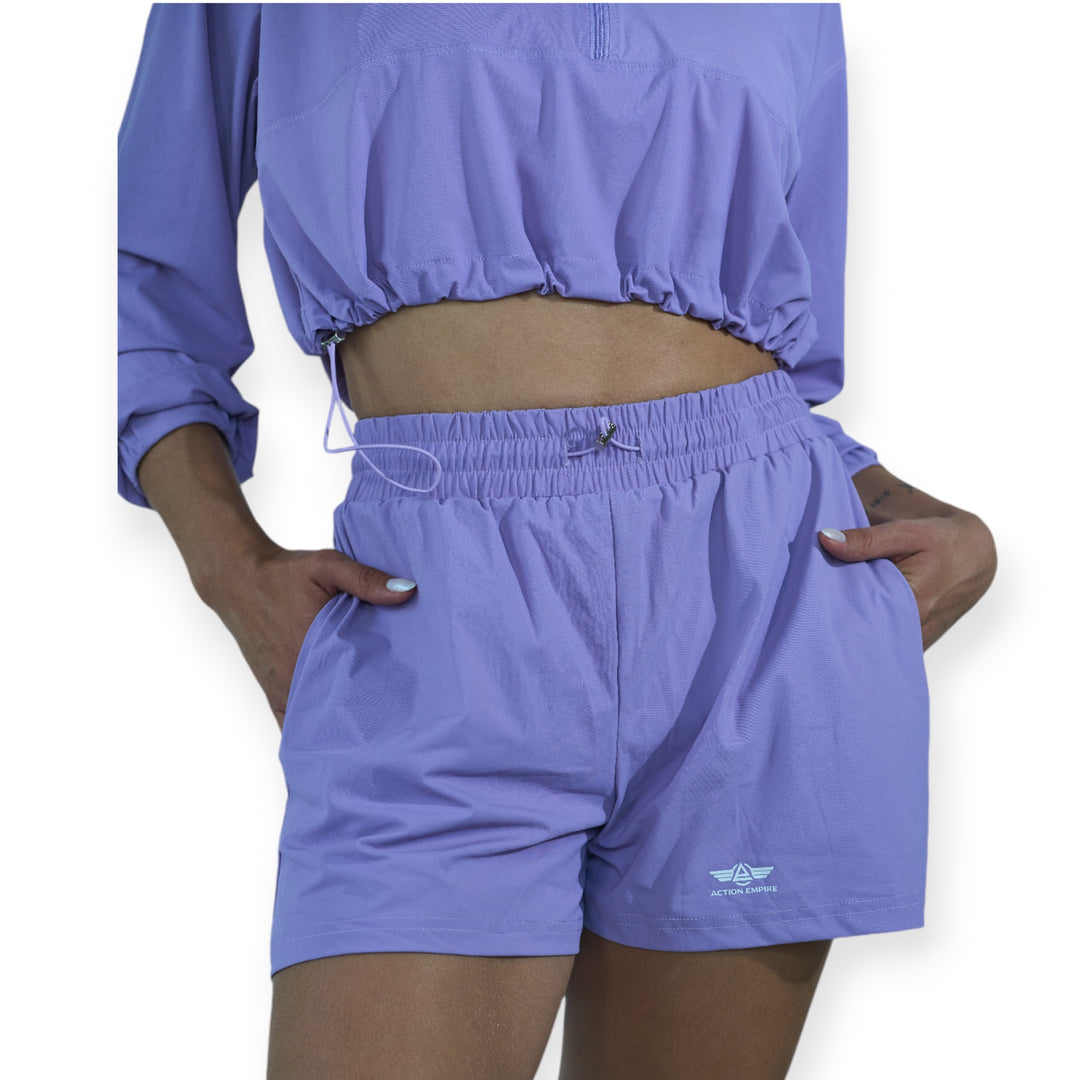 Long sleeve zipper top and shorts set