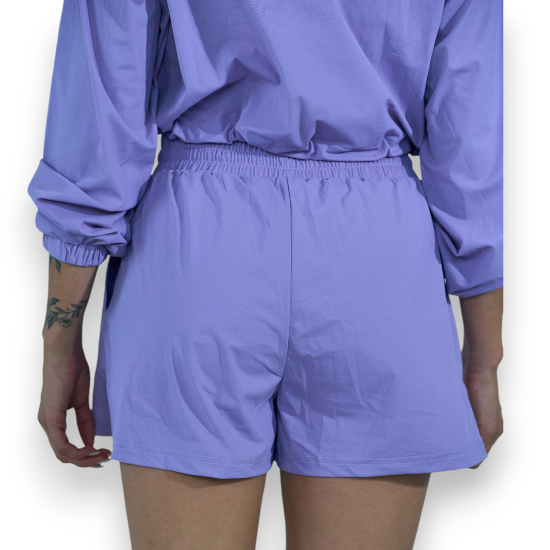 Long sleeve zipper top and shorts set